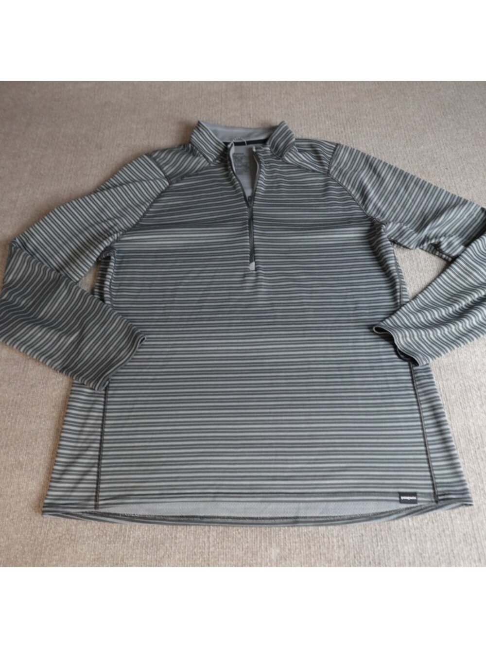 Patagonia Mens Shirt 2XL Gray Striped Capilene Layer 3 Midweight Polartec